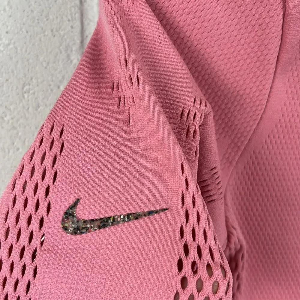 Nike Yoga women’s Dri-Fit Adv luxe short sleeve pink crop top athletic size M